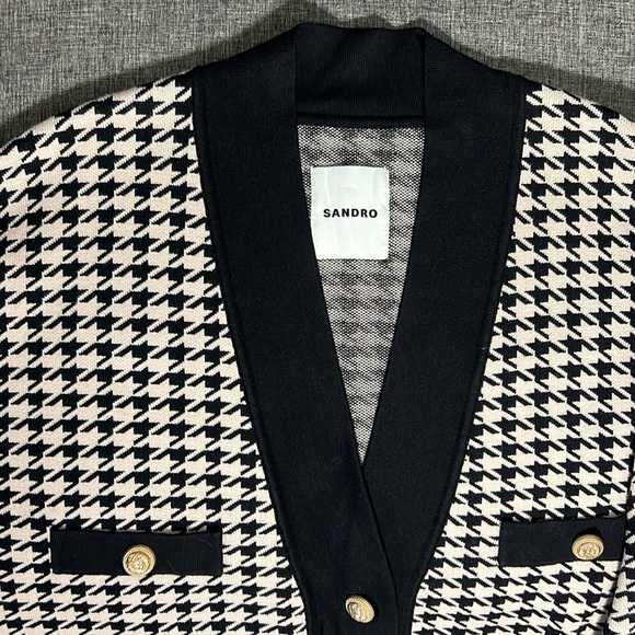 Sandro Dane Oversized Houndstooth Cardigan Size 0 - Picture 3 of 9